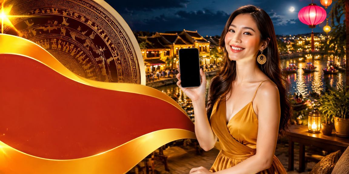 Người dùng truy cập nền tảng cá cược trên điện thoại tại phố cổ Hội An với không khí thư thái